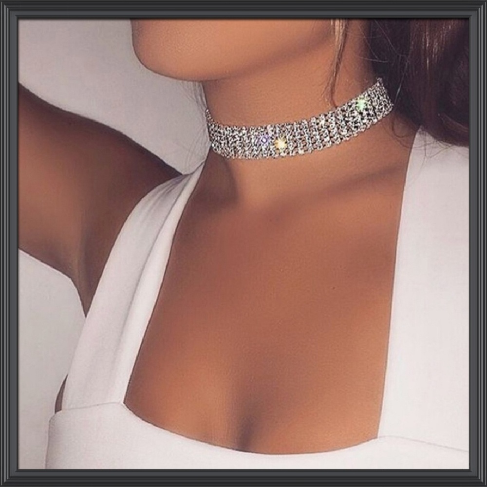 Women's Rhinestone Crystal Choker Necklace - NWT - Picture 4 of 9